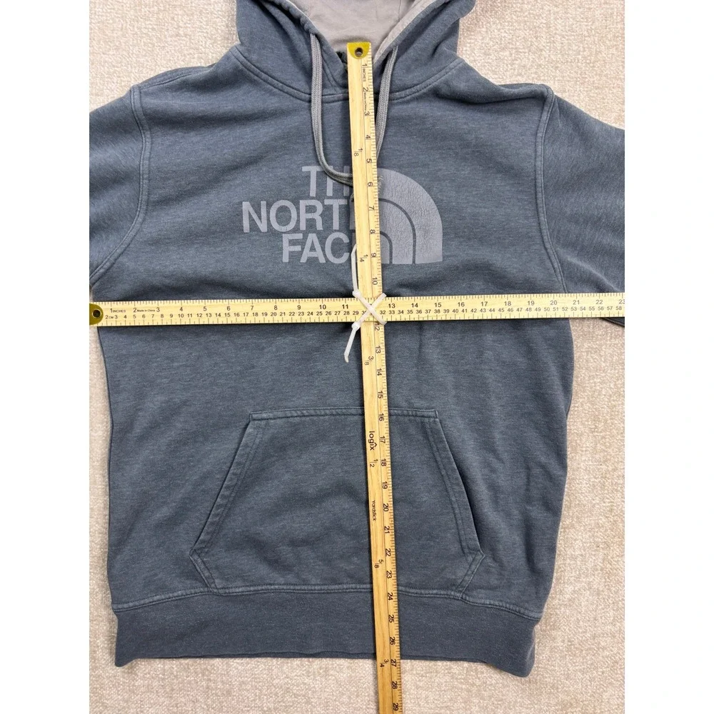 The North Face Mens Blue Gray Heather Logo Pullover Hoodie Size Medium